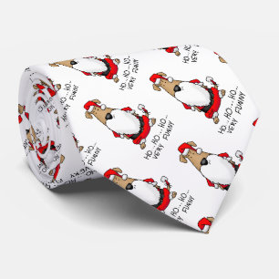 HO HO HO Very Funny Santa Costume Angry Dog Cute Neck Tie