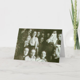 Ho Ho Ho Vintage 40 Photo Card, Weird Santa, Girls Holiday Card