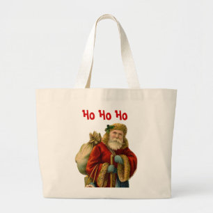 Ho Ho Ho Vintage Style Father Christmas Large Tote Bag