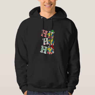 Ho Ho Ho Volleyball Lights Santa Hat reindeer ELF  Hoodie