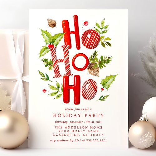 Christmas Party Invitations 18 Ho Ho Ho Watercolor Holiday Christmas Party Invitation
