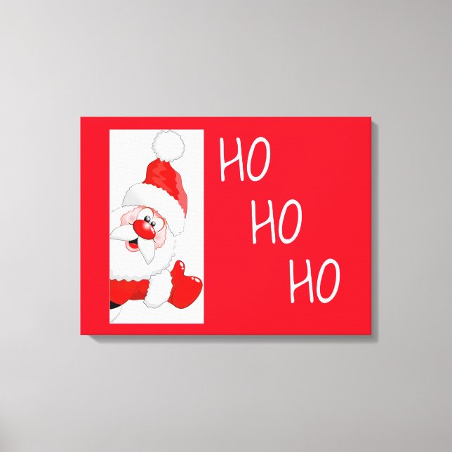 Ho Ho Ho Waving Santa/Wrapped Canvas Print (Front)