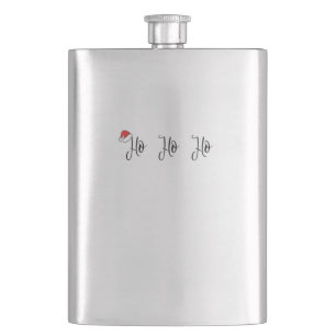 Ho Ho Ho wearing a red santa hat Flask