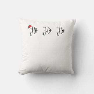 Ho Ho Ho wearing a red santa hat Throw Pillow
