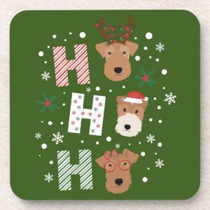 Ho Ho Ho Welsh Terrier Merry Christmas Beverage Coaster