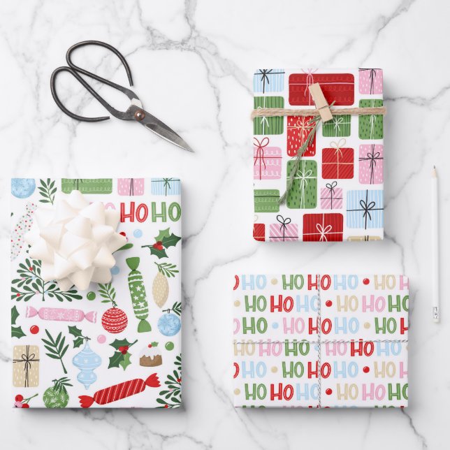 Ho Ho Ho What Fun Wrapping Paper Sheets (Front)