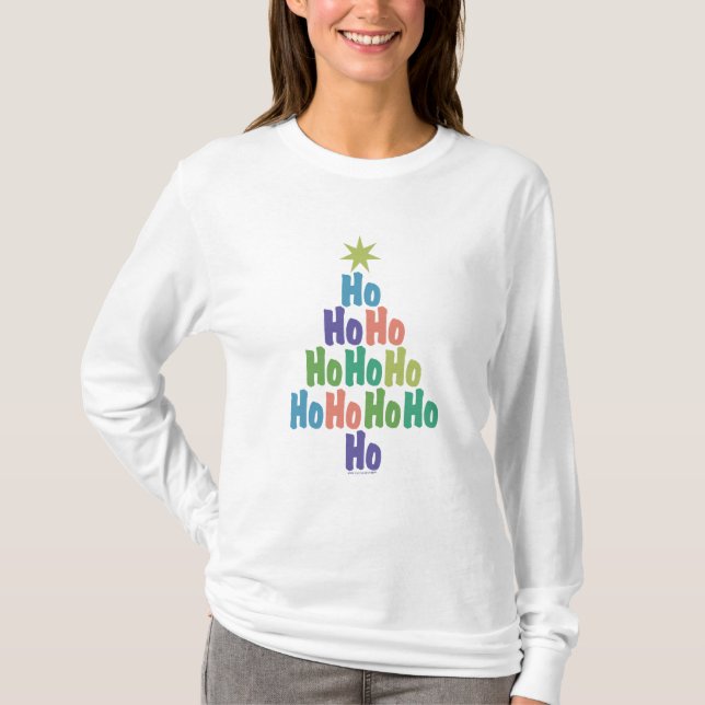  Ho Ho Ho Xmas Tree Modern Men or Womens T-Shirt (Front)