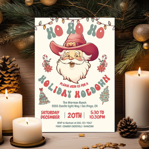 Ho Ho Hoedown Cowboy Santa Holiday Christmas Party Invitation