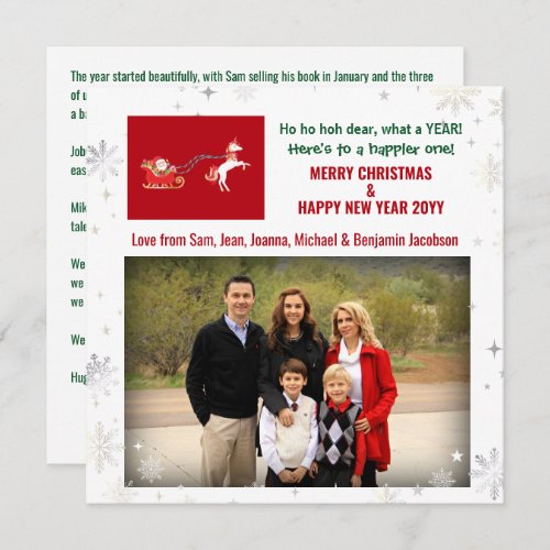 Ho Ho Hoh Dear Funny Santa Unicorn Photo Letter Holiday Card