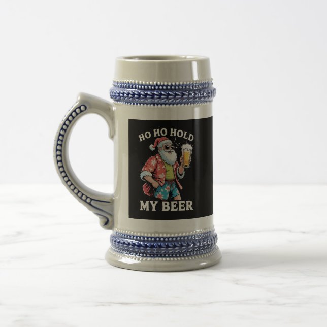 Ho Ho Hold My Bear Santa Sunglasses Christmas Beer Stein (Left)