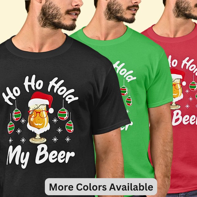 Ho Ho Hold My Beer Aussie Christmas Black T-Shirt (Aussie Christmas T-Shirt)