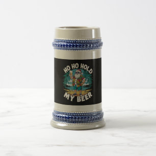Ho Ho Hold My Beer Christmas in July Summer Santa  Stein