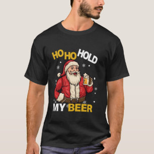 Ho Ho Hold My Beer Santa Sunglasses Retro Christma T-Shirt