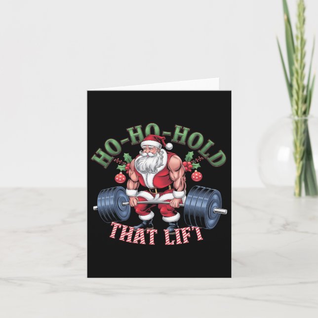 Ho-ho-hold That Lift Santa Claus Christmas Gym Wor Card (Front)