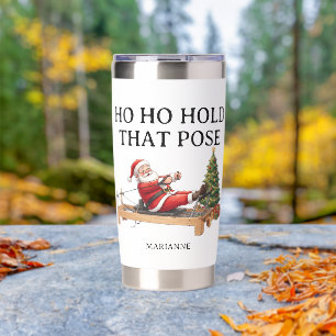 Ho Ho Hold That Pose Funny Santa Pilates Christmas Insulated Tumbler