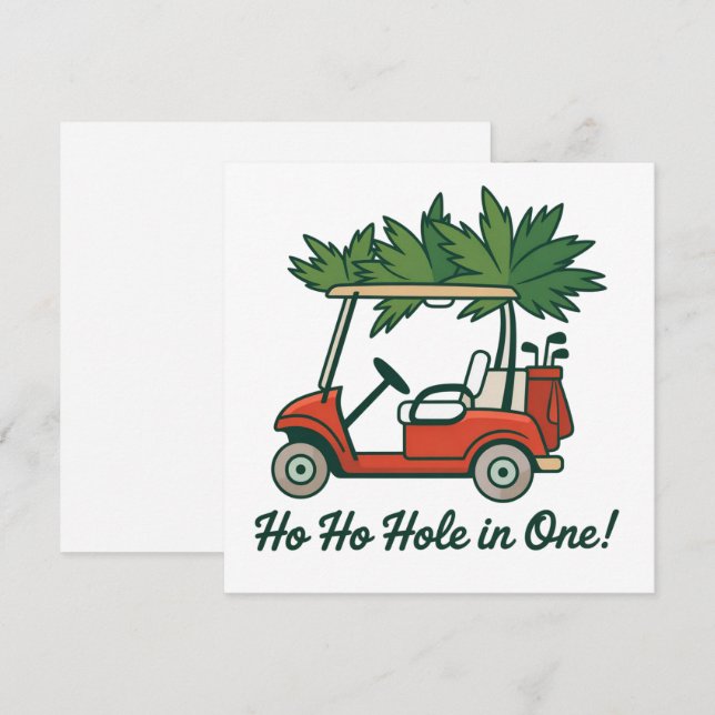 Ho Ho Hole In One Christmas Santa Golf Golfing  Holiday Card (Front/Back)
