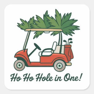 Ho Ho Hole In One Christmas Santa Golf Golfing Square Sticker