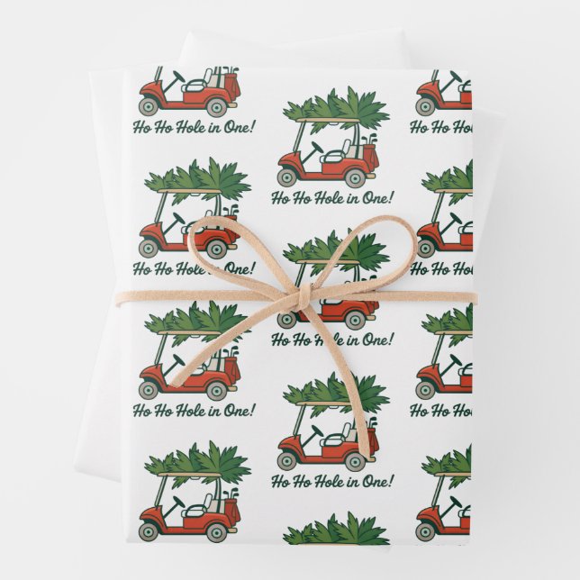 Ho Ho Hole In One Christmas Santa Golf Golfing  Wrapping Paper Sheets (In situ)