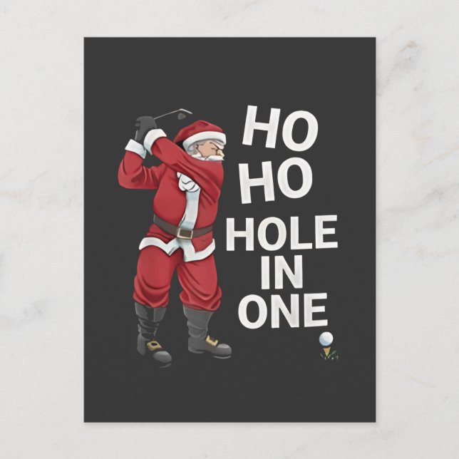 Ho Ho Hole in One Funny Golfing Xmas Christmas  Announcement Postcard (Front)
