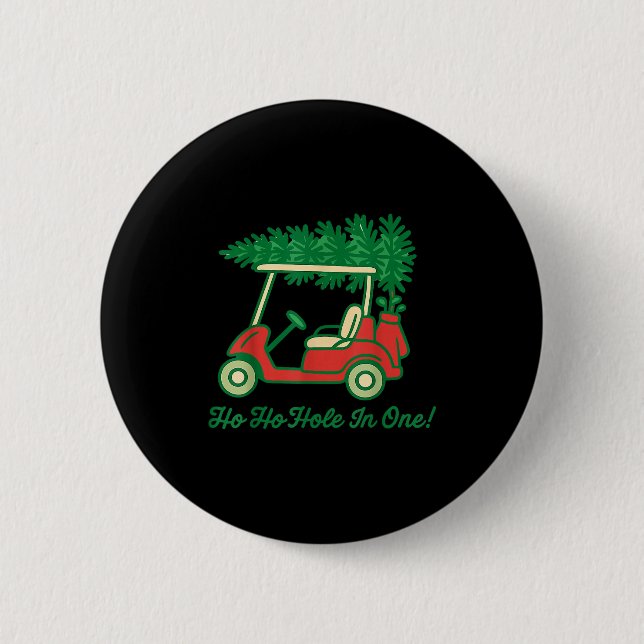 Ho Ho Hole In One Santa Golf Christmas Holiday Gol Button (Front)