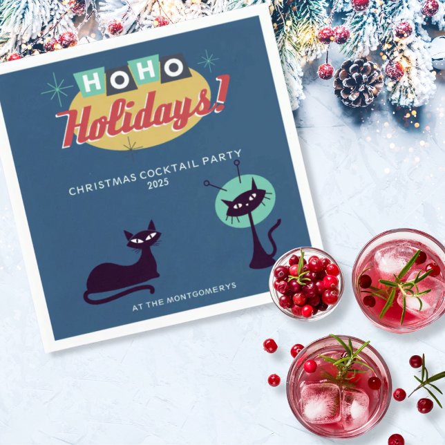 Ho Ho Holidays Midcentury Modern Christmas Napkins (Creator Uploaded)
