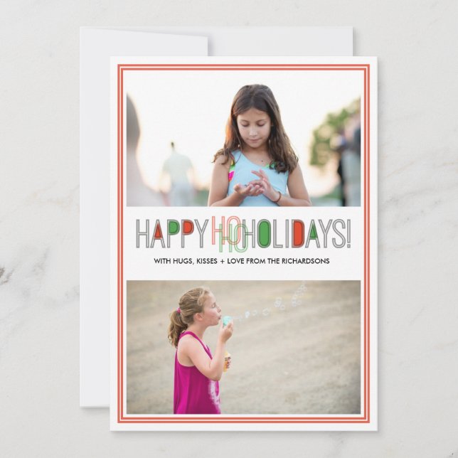 Ho Ho Holidays x2 Holiday Card (Front)