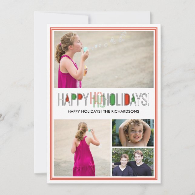 Ho Ho Holidays x4 Holiday Card (Front)