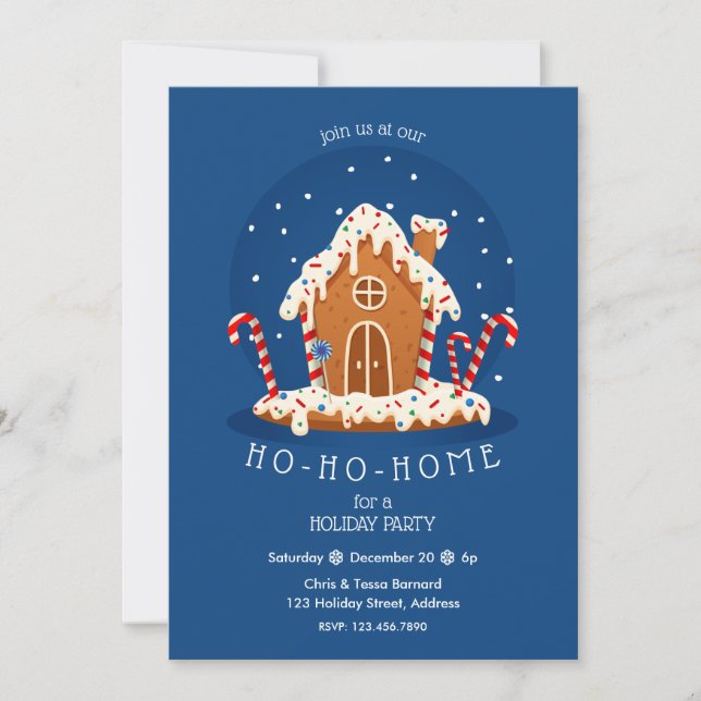Ho-Ho-Home Cute Christmas Gingerbread House Invitation (Front)