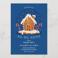 Ho-Ho-Home Cute Christmas Gingerbread House Invitation