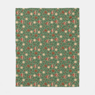Ho-Ho-Home Run Raccoon Holiday Pattern Throw Blank Fleece Blanket