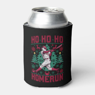 Ho Ho Homerun Baseball Ugly Christmas Sweater Can Cooler
