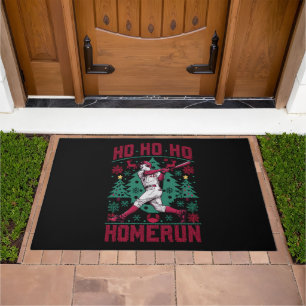 Ho Ho Homerun Baseball Ugly Christmas Sweater  Doormat
