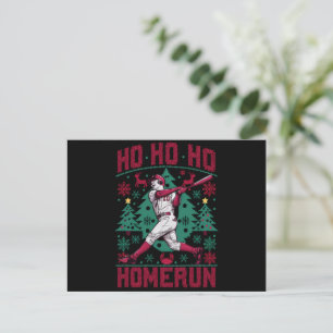 Ho Ho Homerun Baseball Ugly Christmas Sweater Holiday Postcard