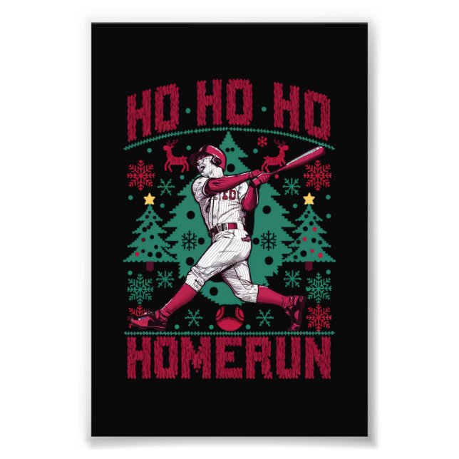 Ho Ho Homerun Baseball Ugly Christmas Sweater  Photo Print (Front)