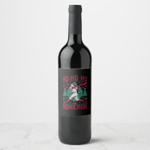 Ho Ho Homerun Baseball Ugly Christmas Sweater  Wine Label