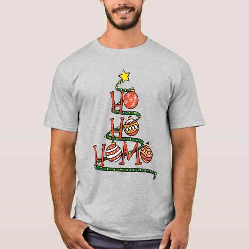Ho Ho Homo Gay Christmas Tree w Balls funny T_Shirt