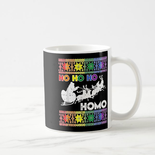 Ho Ho Homo Gay Ugly Xmas Sweater Funny Lgbt Christ Coffee Mug (Right)