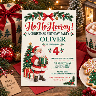 Ho Ho Hooray Christmas Birthday Party Invitation