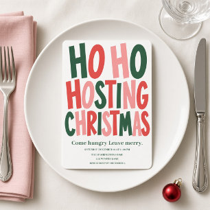 Ho Ho Hosting Christmas Colorful Dinner Party Invitation