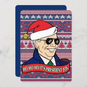 Ho Ho Its President Joe Funny Flat Biden Christmas Holiday Card