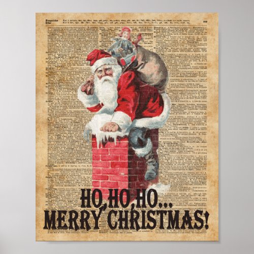 HoHo Merry Chirstmas Santa Claus Dictitionary Art Poster