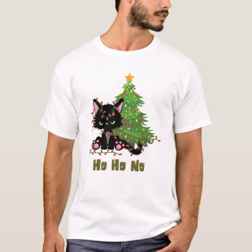 HO HO NO Christmas Cat T_Shirt