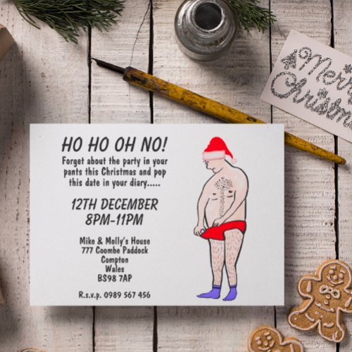 Ho Ho No Funny Customisable Christmas Party Invitation Postcard