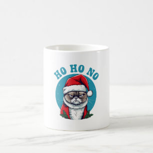 Ho ho no - funny grumpy santa cat coffee mug