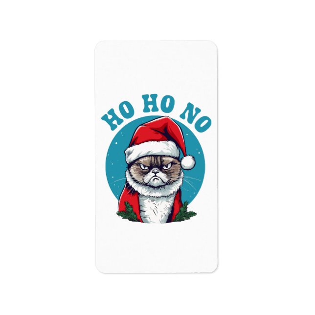 Ho ho no - funny grumpy santa cat label (Front)