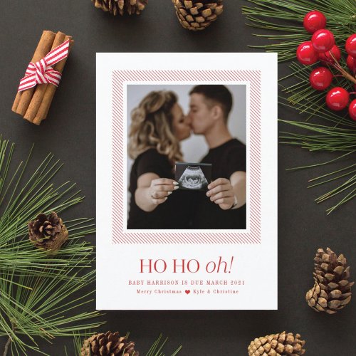 Ho Ho Oh Pregnancy Announcement Christmas Card