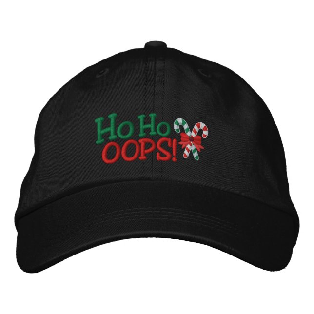 Ho Ho OOPS! Embroidery Candy Canes Embroidered Baseball Hat (Front)