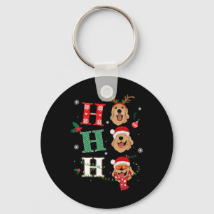 Ho Ho Retrievers Golden Xmas Outfit Christmas Cost Keychain