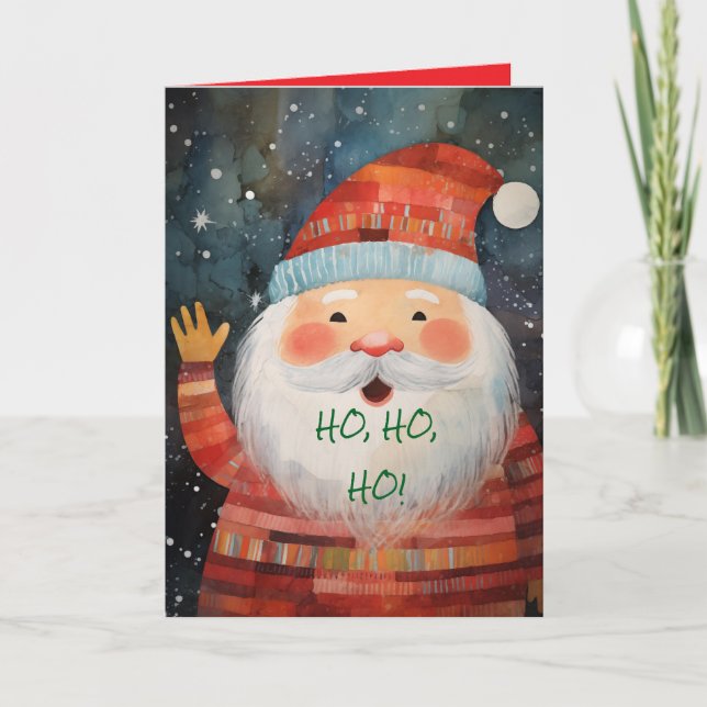 HO, HO SANTA KID CHRISTMAS CARD (Front)