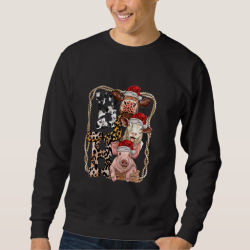 Ho Ho Xmas Christmas Funny Farm Animals With Santa Sweatshirt